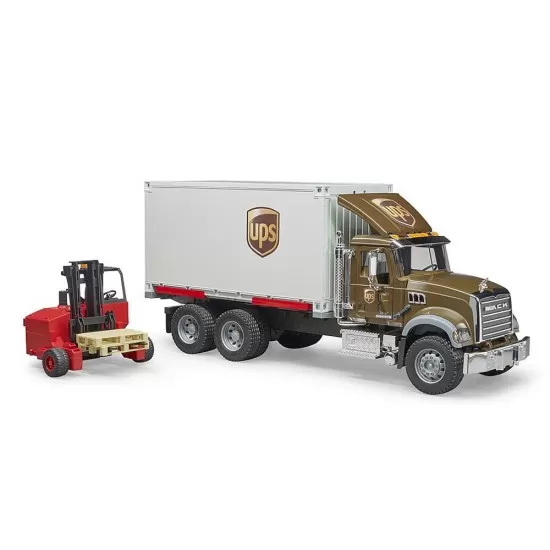 Camion UPS Mack Granite cu stivuitor Bruder Camion UPS Mack Granite cu stivuitor Bruder