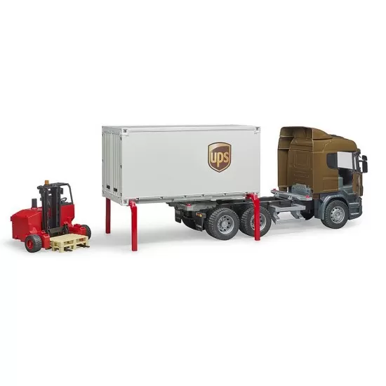 Camion UPS Scania R-Series si stivuitor Bruder Camion UPS Scania R-Series si stivuitor Bruder