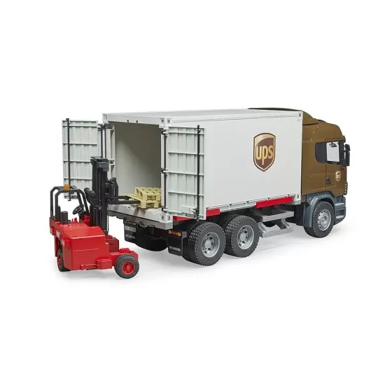 Camion UPS Scania R-Series si stivuitor Bruder Camion UPS Scania R-Series si stivuitor Bruder