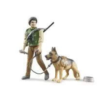 Figurina padurar cu caine si echipament Bruder