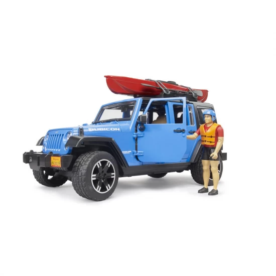 Jeep Wrangler Rubicon Unlimited cu caiac si figurina Bruder Jeep Wrangler Rubicon Unlimited cu caiac si figurina Bruder