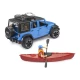 Jeep Wrangler Rubicon Unlimited cu caiac si figurina Bruder Jeep Wrangler Rubicon Unlimited cu caiac si figurina Bruder
