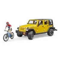 Jeep Wrangler Unlimited Rubicon cu bicicleta si ciclist Bruder