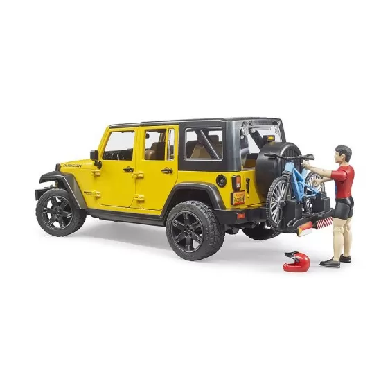 Jeep Wrangler Unlimited Rubicon cu bicicleta si ciclist Bruder Jeep Wrangler Unlimited Rubicon cu bicicleta si ciclist Bruder
