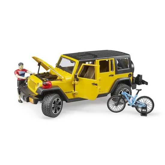 Jeep Wrangler Unlimited Rubicon cu bicicleta si ciclist Bruder Jeep Wrangler Unlimited Rubicon cu bicicleta si ciclist Bruder