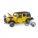 Jeep Wrangler Unlimited Rubicon cu bicicleta si ciclist Bruder Jeep Wrangler Unlimited Rubicon cu bicicleta si ciclist Bruder