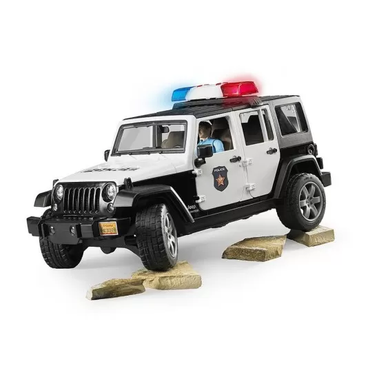 Jeep Wrangler Unlimited Rubicon de politie cu sirena si figurina Jeep Wrangler Unlimited Rubicon de politie cu sirena si figurina