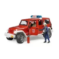 Jeep Wrangler Unlimited Rubicon de pompieri cu figurina Bruder