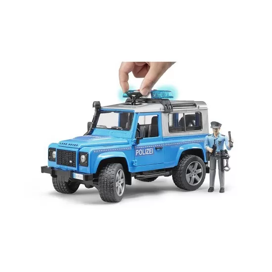 Masina de politie Land Rover Defender cu politist si accesorii Bruder Masina de politie Land Rover Defender cu politist si accesorii Bruder