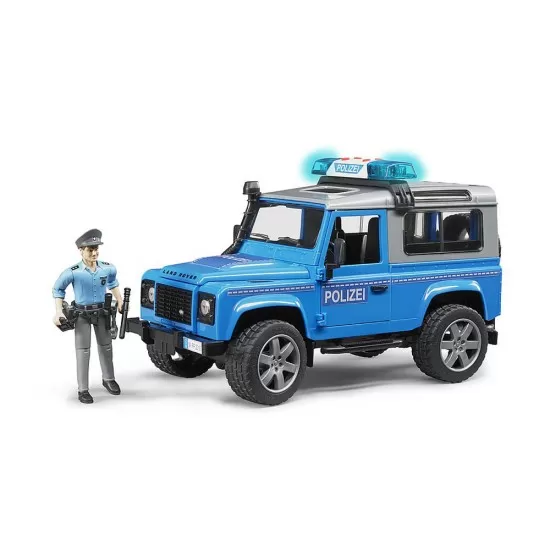 Masina de politie Land Rover Defender cu politist si accesorii Bruder Masina de politie Land Rover Defender cu politist si accesorii Bruder