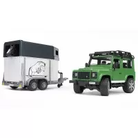 Masina de teren Land Rover Defender cu remorca si cal Bruder