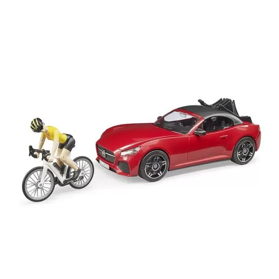 Masina Roadster cu bicicleta si ciclist Bruder Masina Roadster cu bicicleta si ciclist Bruder