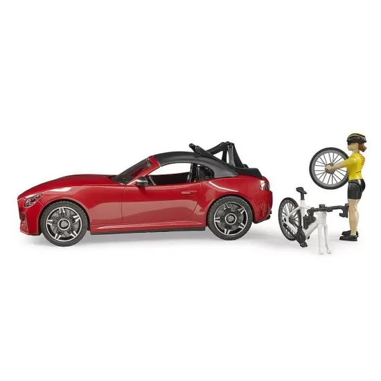Masina Roadster cu bicicleta si ciclist Bruder Masina Roadster cu bicicleta si ciclist Bruder