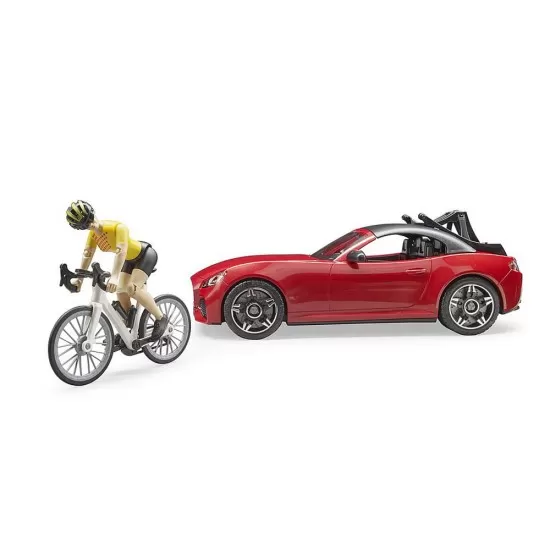 Masina Roadster cu bicicleta si ciclist Bruder Masina Roadster cu bicicleta si ciclist Bruder