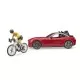 Masina Roadster cu bicicleta si ciclist Bruder Masina Roadster cu bicicleta si ciclist Bruder