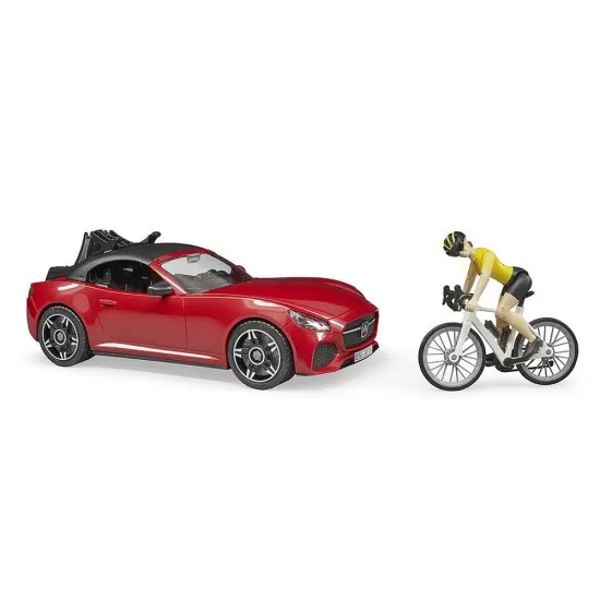 Masina Roadster cu bicicleta si ciclist Bruder Masina Roadster cu bicicleta si ciclist Bruder