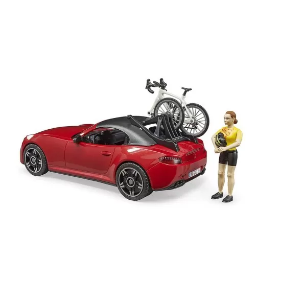 Masina Roadster cu bicicleta si ciclist Bruder Masina Roadster cu bicicleta si ciclist Bruder
