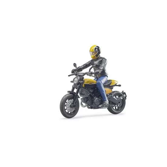 Motocicleta Scrambler Ducati Full Throttle Bruder cu figurina sofer Motocicleta Scrambler Ducati Full Throttle Bruder cu figurina sofer