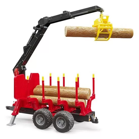 Remorca forestiera cu macara de incarcare si 4 busteni Bruder Remorca forestiera cu macara de incarcare si 4 busteni Bruder