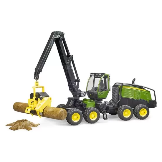 Tractor forestier John Deere 1270G cu un bustean Bruder