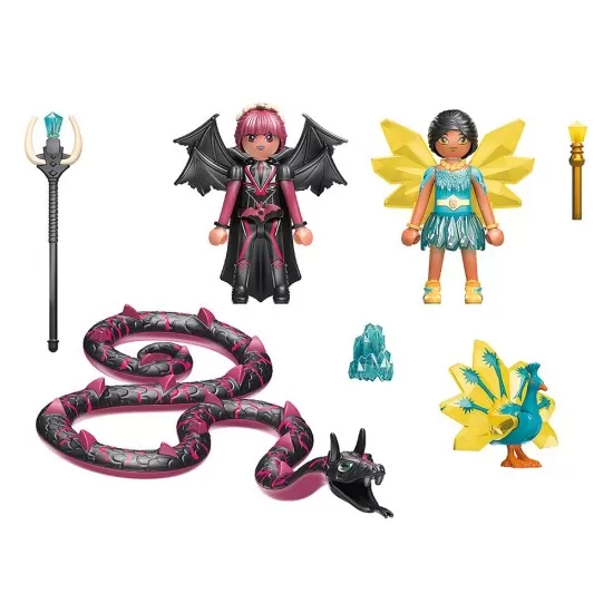 Playmobil Ayuma - Crystal Fairy si Bat Fairy cu animalul de suflet Playmobil Ayuma - Crystal Fairy si Bat Fairy cu animalul de suflet