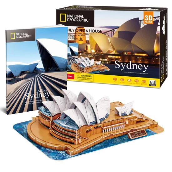 Puzzle 3D si brosura Opera din Sydney 86 piese CubicFun Puzzle 3D si brosura Opera din Sydney 86 piese CubicFun