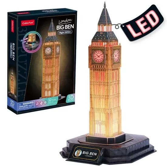 Puzzle 3D Big Ben editie luminoasa 32 piese CubicFun Puzzle 3D Big Ben editie luminoasa 32 piese CubicFun