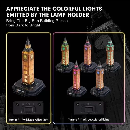 Puzzle 3D Big Ben editie luminoasa 32 piese CubicFun Puzzle 3D Big Ben editie luminoasa 32 piese CubicFun