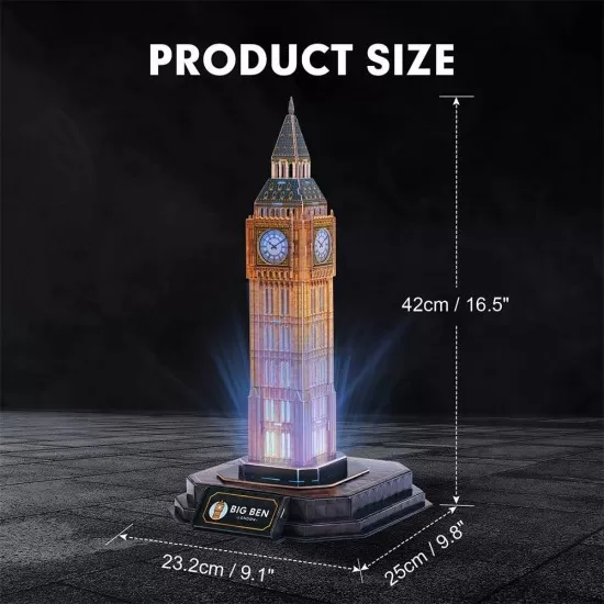 Puzzle 3D Big Ben editie luminoasa 32 piese CubicFun Puzzle 3D Big Ben editie luminoasa 32 piese CubicFun