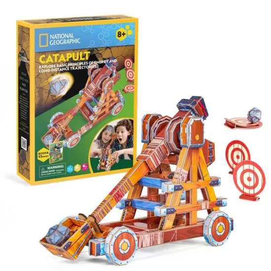 Puzzle 3D Catapulta 84 piese cu brosura in romana CubicFun Puzzle 3D Catapulta 84 piese cu brosura in romana CubicFun