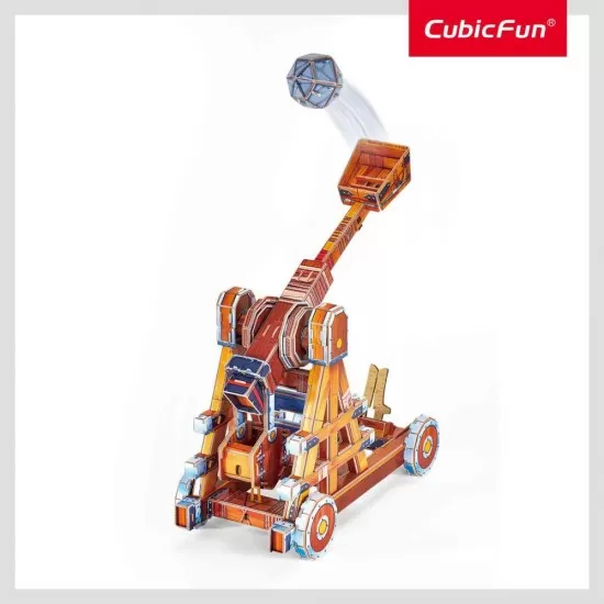 Puzzle 3D Catapulta 84 piese cu brosura in romana CubicFun Puzzle 3D Catapulta 84 piese cu brosura in romana CubicFun