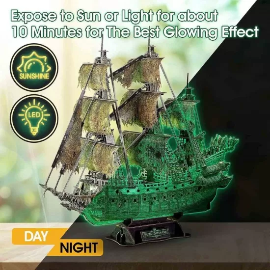 Puzzle 3D Flying Dutchman lumineaza in intuneric CubicFun 360 piese Puzzle 3D Flying Dutchman lumineaza in intuneric CubicFun 360 piese