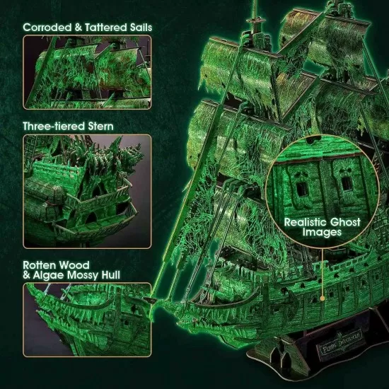 Puzzle 3D Flying Dutchman lumineaza in intuneric CubicFun 360 piese Puzzle 3D Flying Dutchman lumineaza in intuneric CubicFun 360 piese