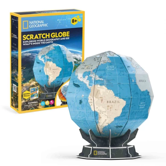 Puzzle 3D globul pamantesc 32 piese si brosura in romana CubicFun Puzzle 3D globul pamantesc 32 piese si brosura in romana CubicFun
