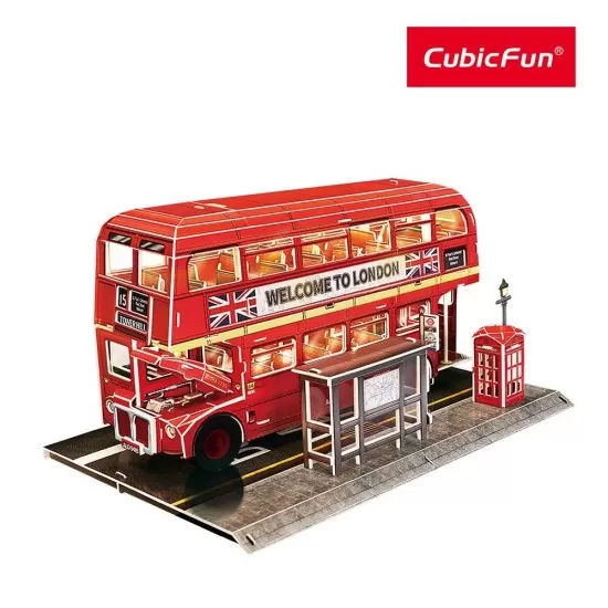 Puzzle 3D led autobuz cu etaj CubicFun 161 piese Puzzle 3D led autobuz cu etaj CubicFun 161 piese