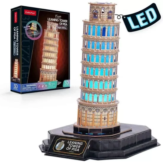 Puzzle 3D Turnul din Pisa editie luminoasa 42 piese CubicFun Puzzle 3D Turnul din Pisa editie luminoasa 42 piese CubicFun
