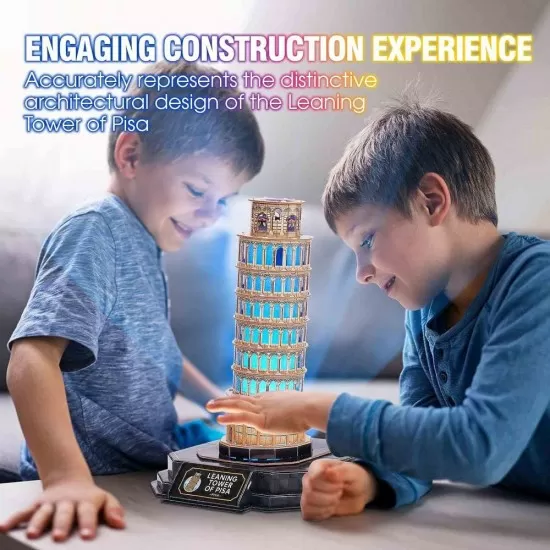 Puzzle 3D Turnul din Pisa editie luminoasa 42 piese CubicFun Puzzle 3D Turnul din Pisa editie luminoasa 42 piese CubicFun