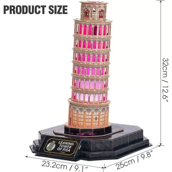 Puzzle 3D Turnul din Pisa editie luminoasa 42 piese CubicFun Puzzle 3D Turnul din Pisa editie luminoasa 42 piese CubicFun