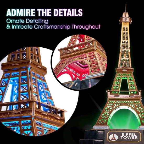 Puzzle 3D Turnul Eiffel editie luminoasa 51 piese CubicFun Puzzle 3D Turnul Eiffel editie luminoasa 51 piese CubicFun