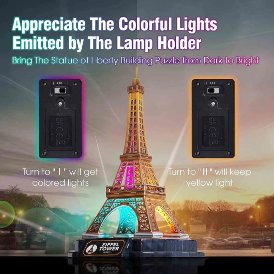 Puzzle 3D Turnul Eiffel editie luminoasa 51 piese CubicFun Puzzle 3D Turnul Eiffel editie luminoasa 51 piese CubicFun