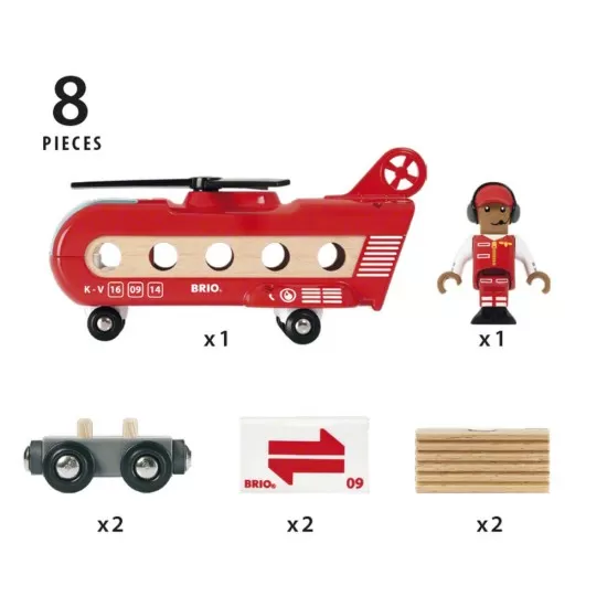 Set de joaca elicopter transport marfa Brio 8 piese Set de joaca elicopter transport marfa Brio 8 piese