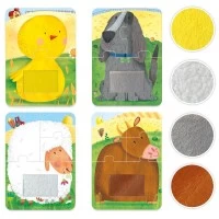 Set 4 puzzleuri tactile Headu cu piese mari, Animale de la ferma, pentru copiii de peste 2 ani Set 4 puzzleuri tactile Headu cu piese mari, Animale de la ferma, pentru copiii de peste 2 ani