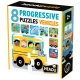 Set 8 puzzleuri progresive vehicule cu piese mari pentru copiii de peste 2 ani Headu