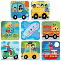 Set 8 puzzleuri progresive vehicule cu piese mari pentru copiii de peste 2 ani Headu