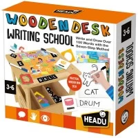 Joc educativ Headu - Birou din lemn cu diverse activitati educative de a scrie si desena 3-6 ani