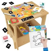 Joc educativ Headu - Birou din lemn cu diverse activitati educative de a scrie si desena 3-6 ani