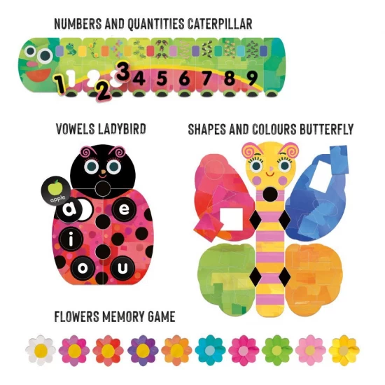 Joc educativ Headu Ecoplay - Primul meu joc educational memoreaza formele, culorile, numerele si vocalele