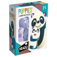 Set 12 puzzle-uri Headu Ecoplay - Animalute cu pui