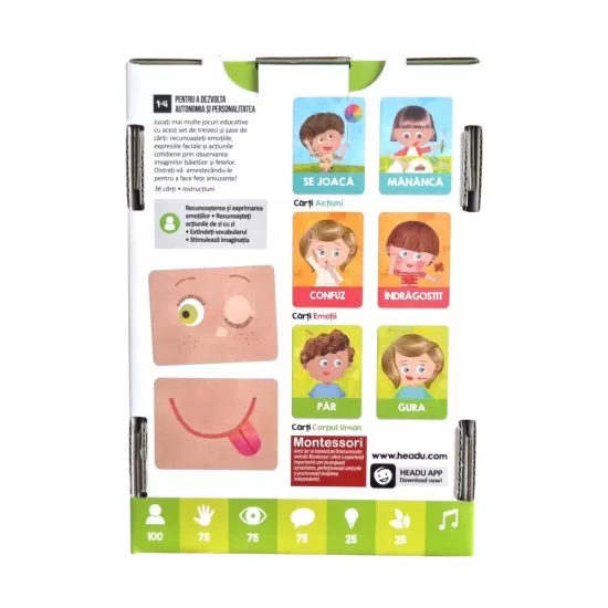 Joc Headu Montessori - Carti emotii si actiuni in limba romana Joc Headu Montessori - Carti emotii si actiuni in limba romana