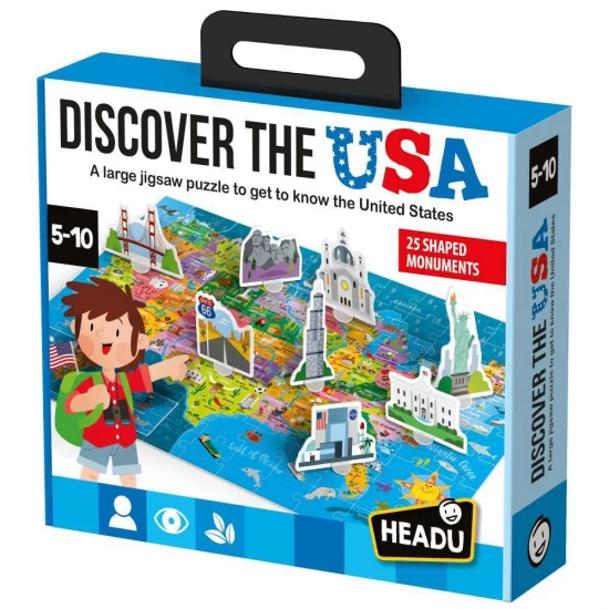 Puzzle Descoperiti Statele Unite ale Americii cu 25 de monumente 3D Headu